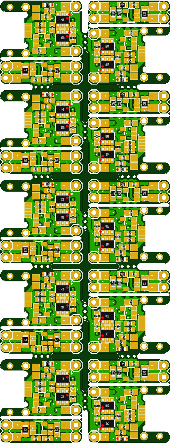 Panelized LPLDO boards with partial assembly.